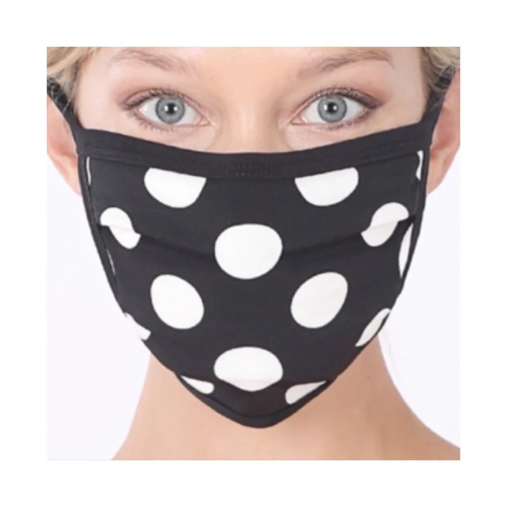 Black White Polka Dot Face Mask Reusable | Retro Y2K Cute